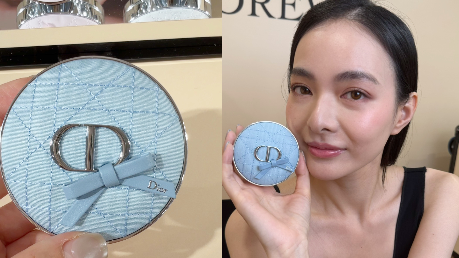 冰藍色蝴蝶結氣墊也超美的！看起來很高級！